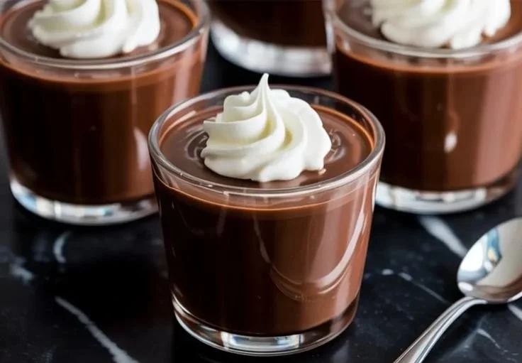 Bailey's chocolate pots dessert in elegant serving dishes