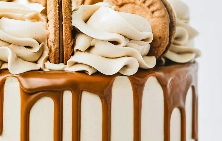 Delicious homemade Biscoff frosting spread on a cupcake