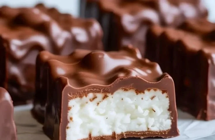Delicious Bounty Bars with chocolate and coconut