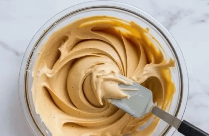 Delicious brown butter frosting swirled on a cupcake
