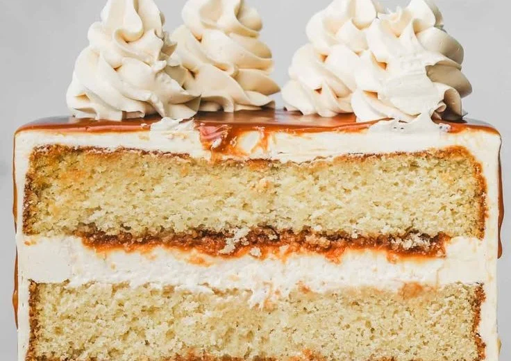 Delicious Caramel Layer Cake with rich frosting and layered textures.