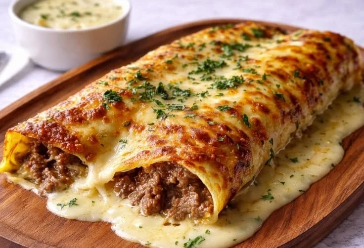 Delicious cheesy chicken enchiladas served on a plate