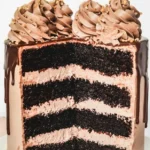 Delicious slice of Chocolate Nutella Cake with a glossy chocolate topping