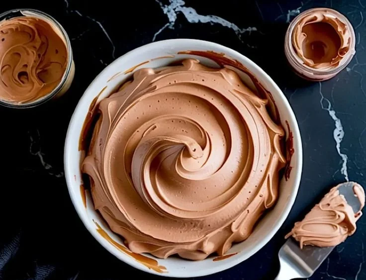 Delicious chocolate pudding frosting spread on a cake