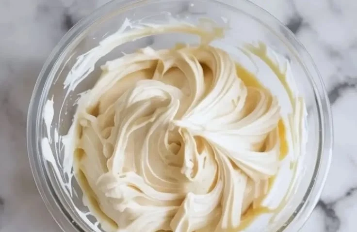 Delicious coconut buttercream frosting on a chocolate cupcake