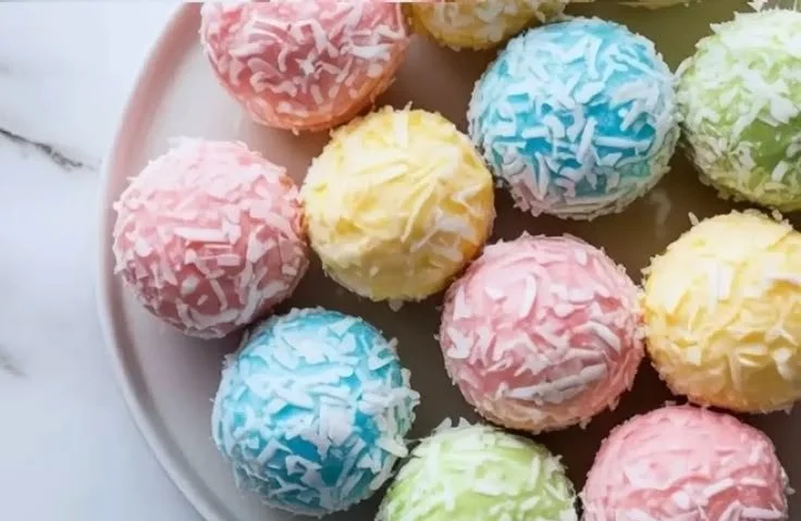 Colorful Easter Bunny Coconut Tails dessert for festive celebrations