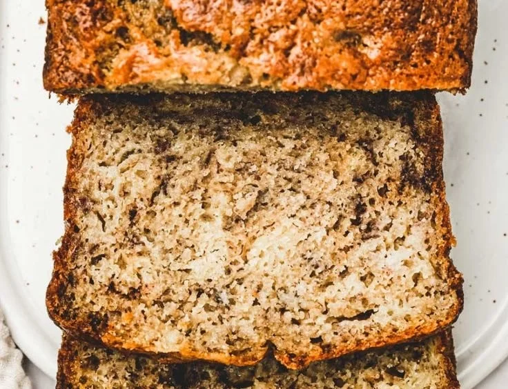 Deliciously baked easy banana bread fresh out of the oven