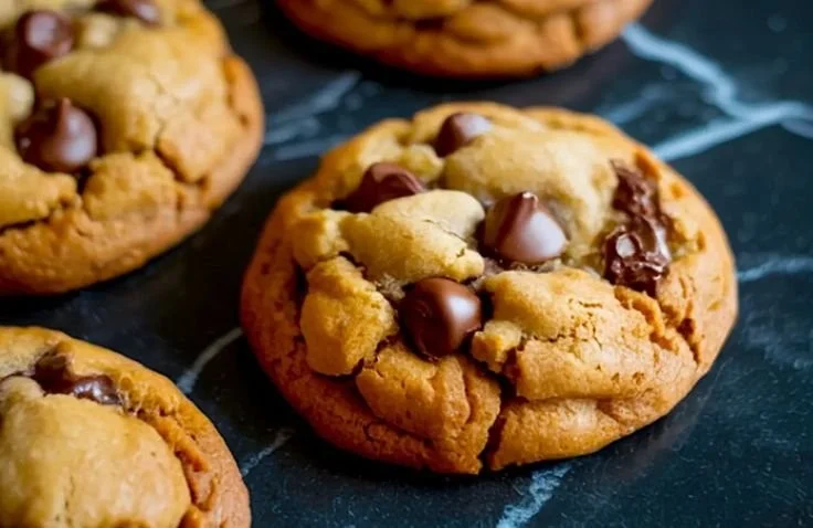 Gingerbread Chocolate Chip Cookies on a festive plate, perfect for the holidays.