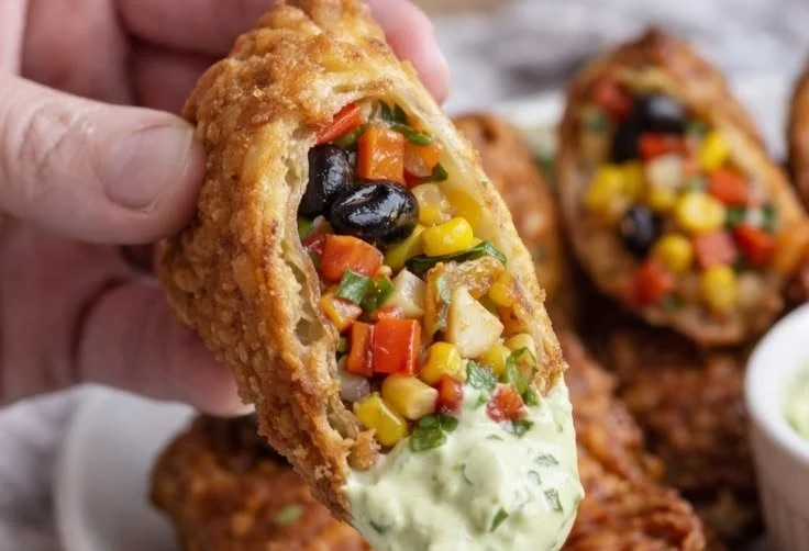 Healthy Southwest Egg Rolls served on a plate with dipping sauce