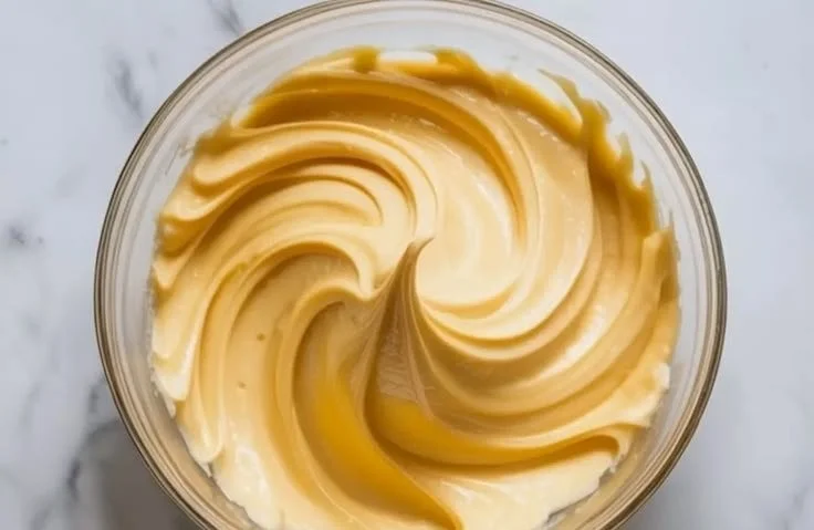 Delicious Honey Buttercream Frosting spread on a cupcake.