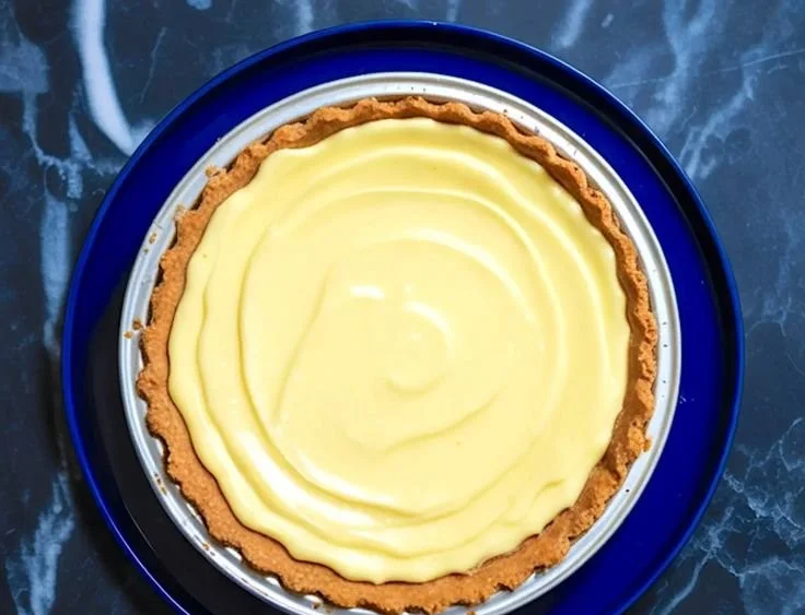 Delicious homemade lemon pie topped with whipped cream