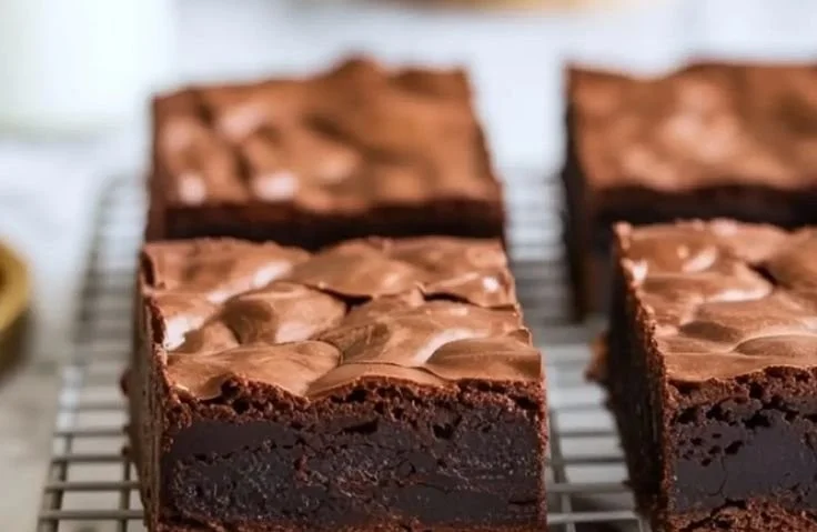Delicious low calorie brownies topped with chocolate drizzle on a plate.