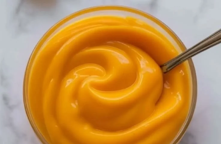 Delicious orange curd in a jar topped with fresh oranges.