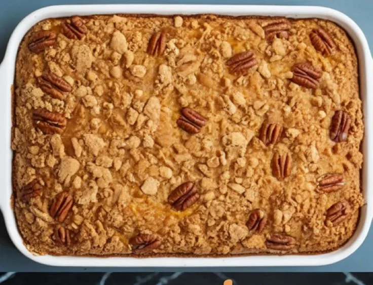 Slices of delicious Pumpkin Crunch Cake topped with whipped cream