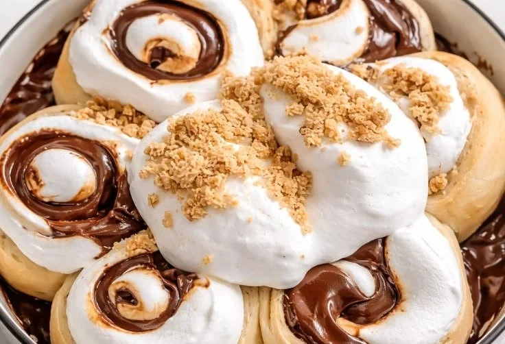 Delicious S'mores Rolls with chocolate and marshmallows on a plate