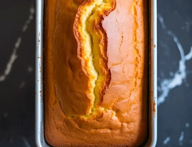 Delicious homemade sour cream pound cake sliced on a plate