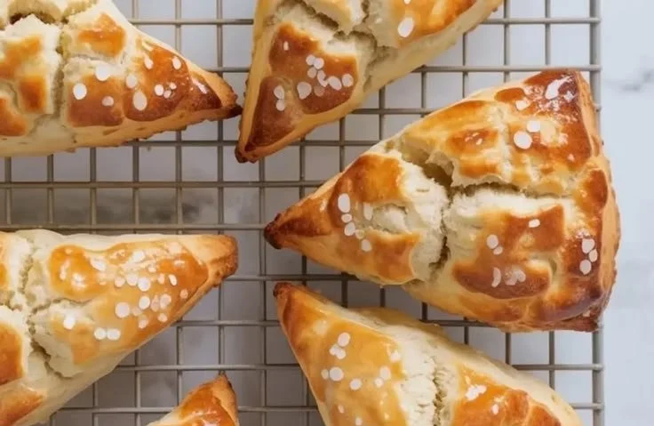 Freshly baked sour cream scones on a plate, ready to be served.