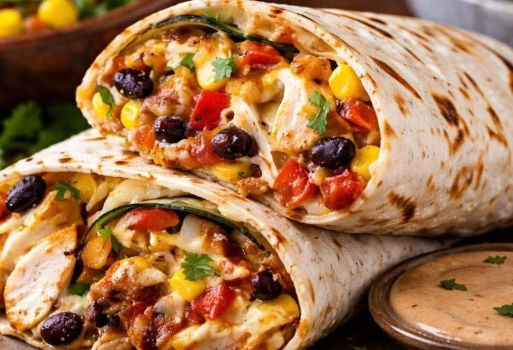 Southwest Chicken Wrap with fresh ingredients and vibrant colors