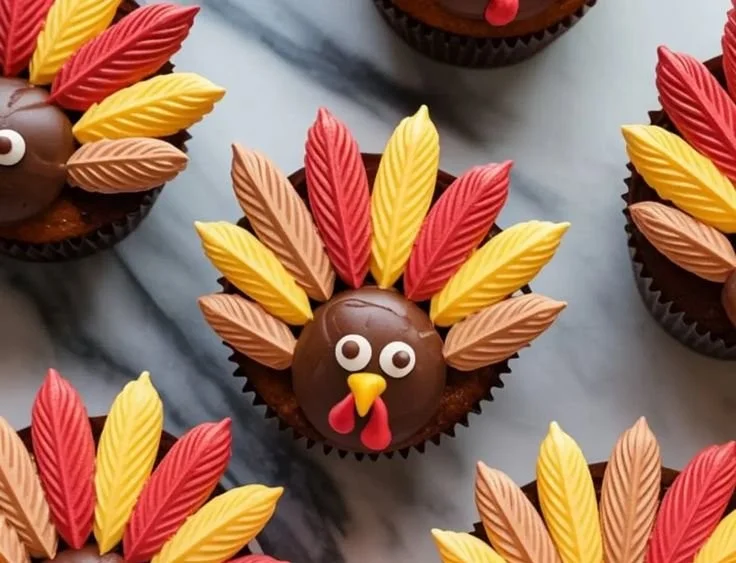 Decorative Turkey Cupcakes for Thanksgiving celebration
