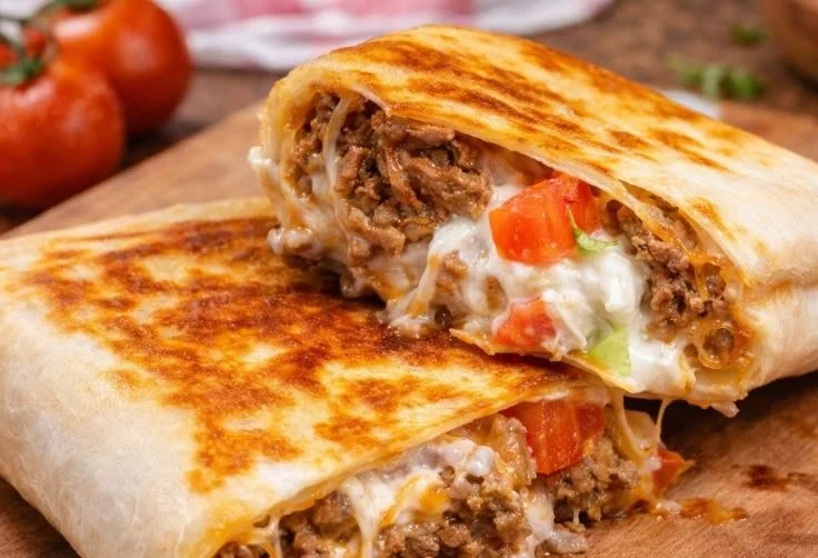 Weight Watchers Cheeseburger Crunch Wrap served with fresh ingredients
