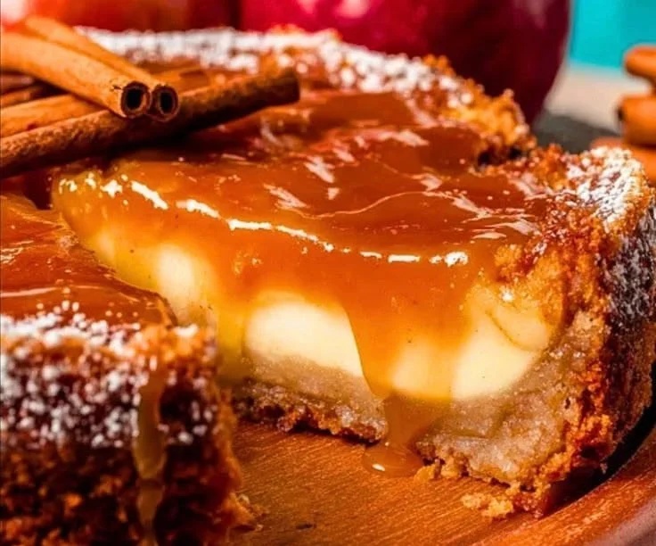 Delicious slice of Apple Gooey Butter Cake on a plate