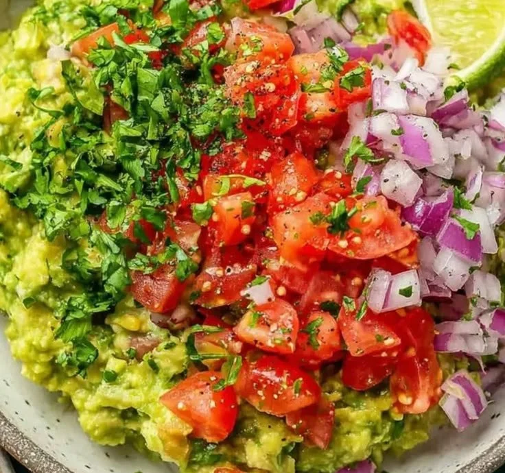 Bowl of authentic guacamole with fresh ingredients and tortilla chips, perfect for dipping.