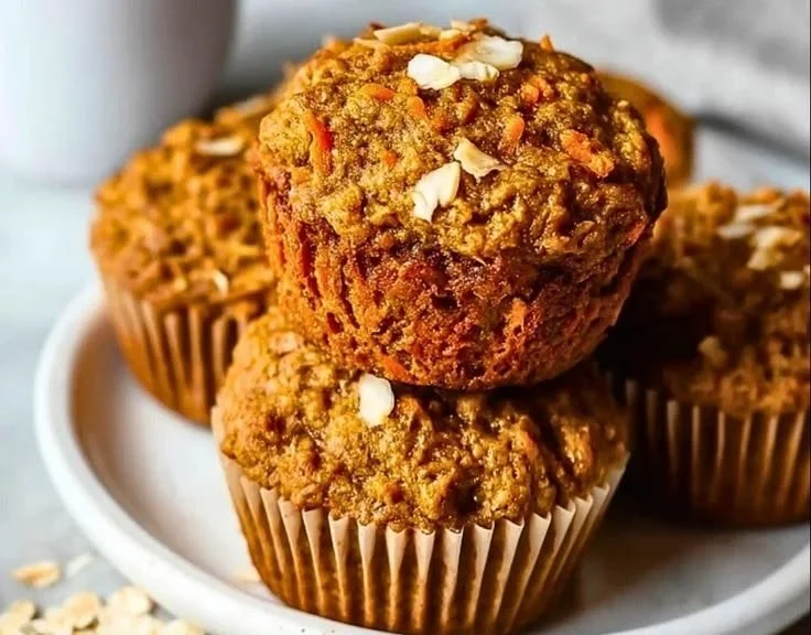 Healthy homemade Blender Oatmeal Muffins with Carrot and Apple