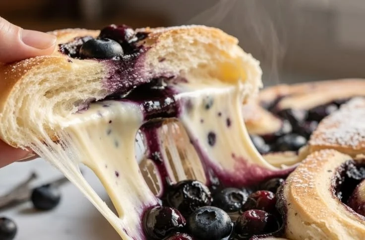 Delicious Blueberry Cream Lava Rolls with creamy filling