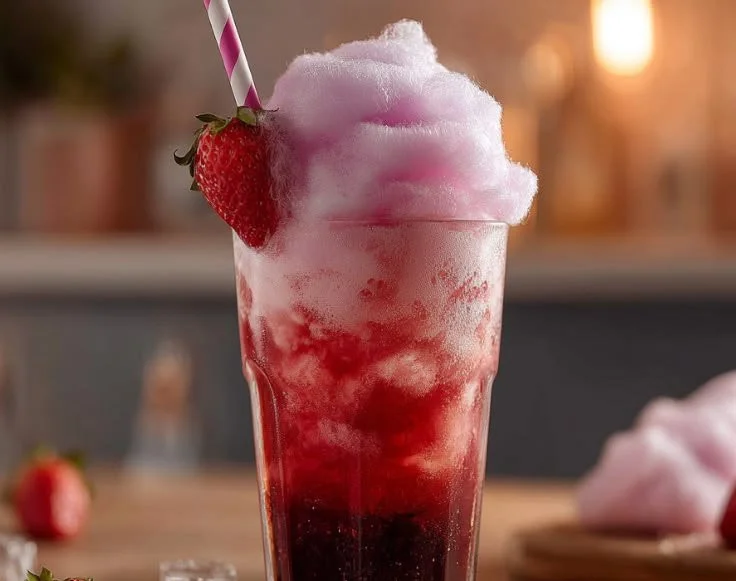 Candy Pink Float - A creamy fizzy drink with a vibrant pink color and delicious flavors.