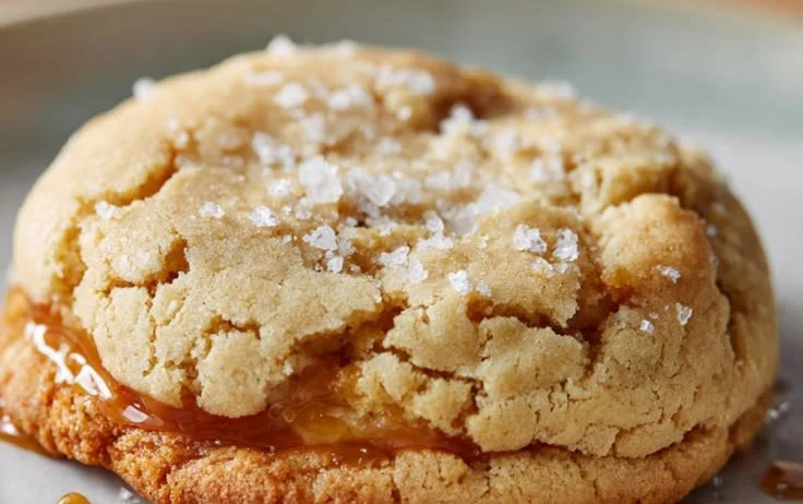 Delicious caramel-drizzled cheesecake cookies ready to be enjoyed.