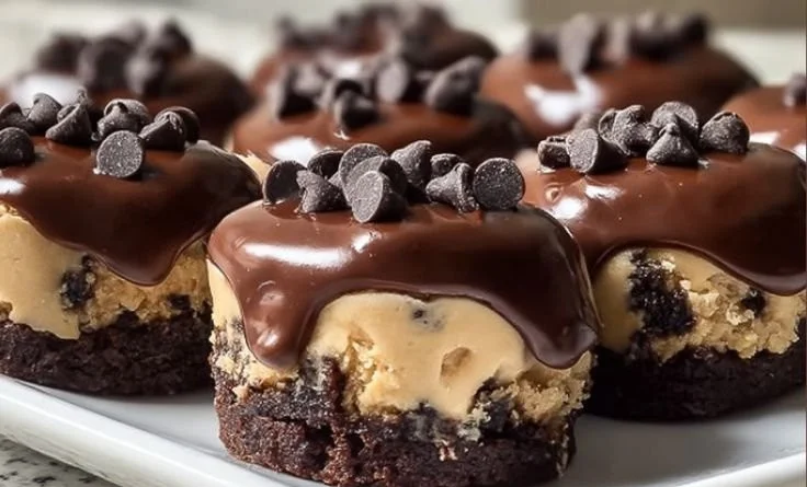 Delicious chocolate chip cookie dough brownie bites dessert