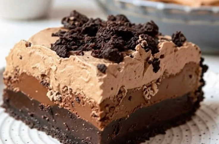 Decadent Chocolate Mud Pie with a rich chocolate filling and crust