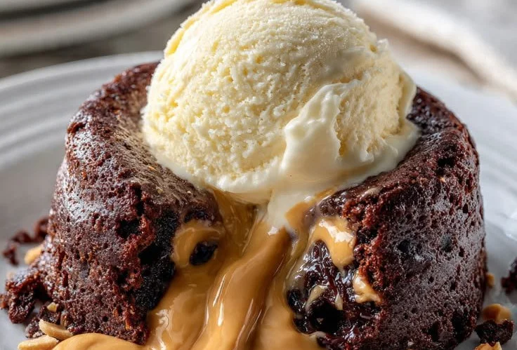 Chocolate Peanut Butter Lava Cake with molten center