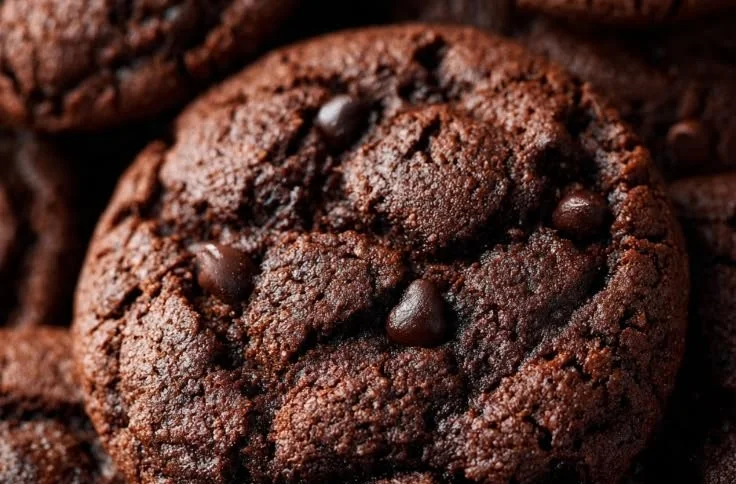 Chocolate-stuffed muffin cookies on a baking tray ready to enjoy