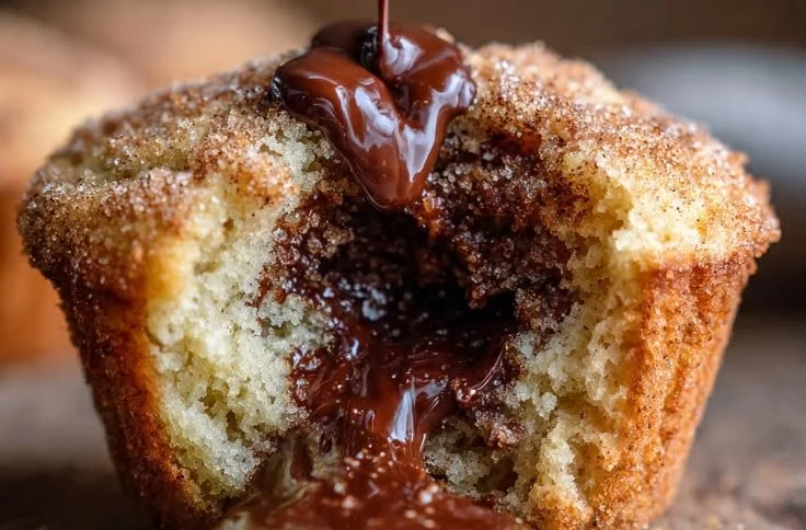 Delicious Cinnamon Sugar Chocolate Muffins on a cooling rack