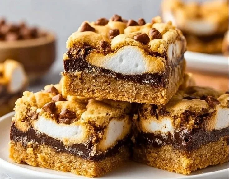 Delicious homemade S'mores Bars with cookies, chocolate, and marshmallows