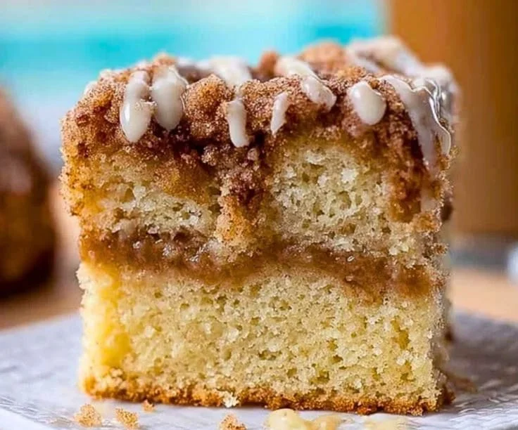 Delicious Copycat Starbucks Coffee Cake slice on a plate