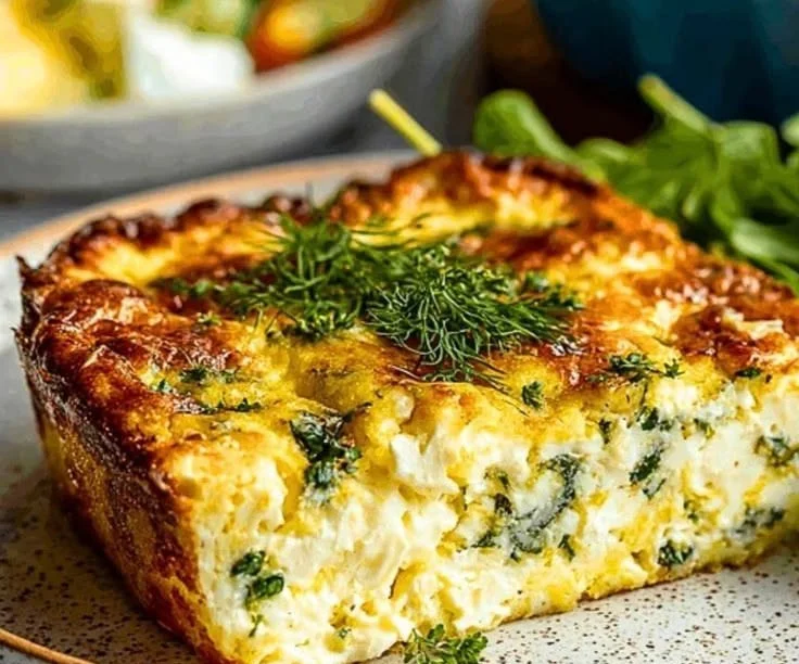 Delicious Cottage Cheese Egg Bake fresh from the oven