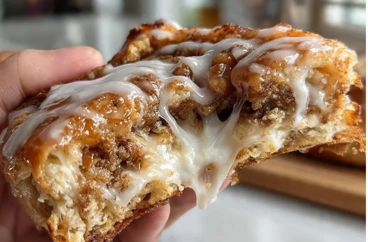 Cream cheese glazed cinnamon rolls fresh out of the oven