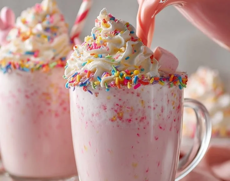 Creamy Easter Bunny Punch in a festive glass with spring decorations