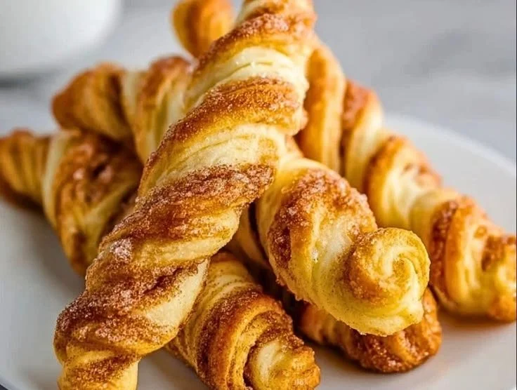 Delicious crescent roll cinnamon twists sprinkled with sugar and cinnamon