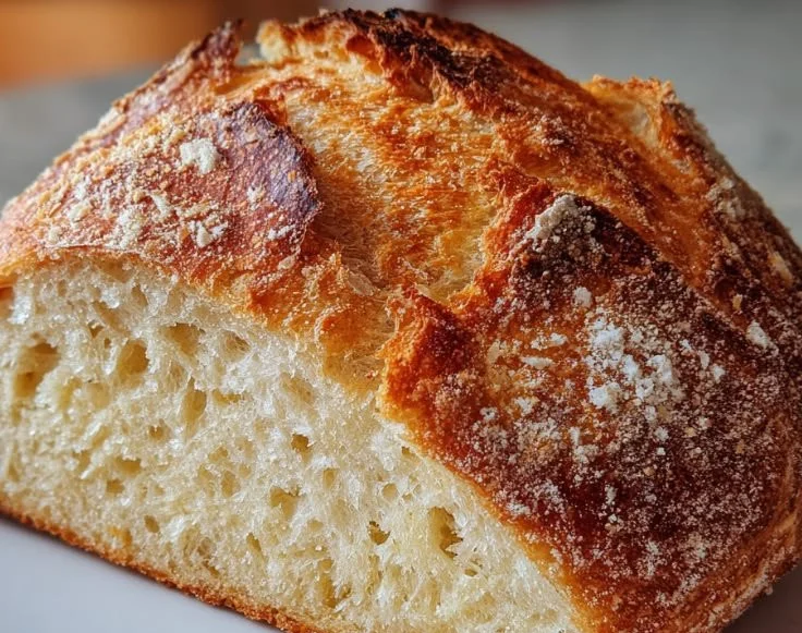 Freshly baked crusty Italian bread, golden and warm, ready to enjoy.