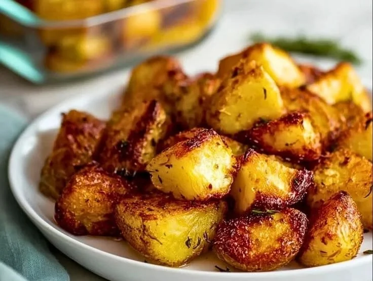 Delicious easy roasted potatoes seasoned and perfectly cooked