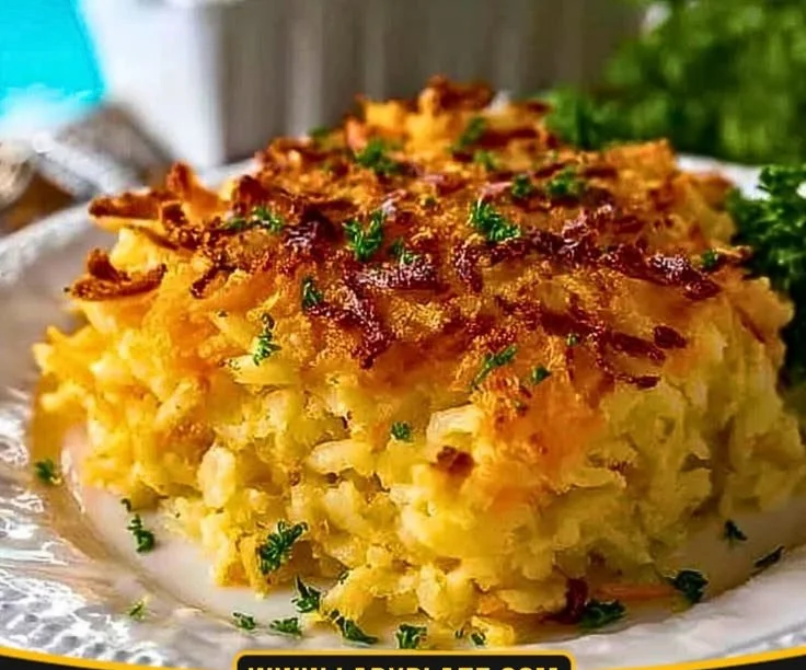 Delicious homemade Hashbrown Casserole ready to serve
