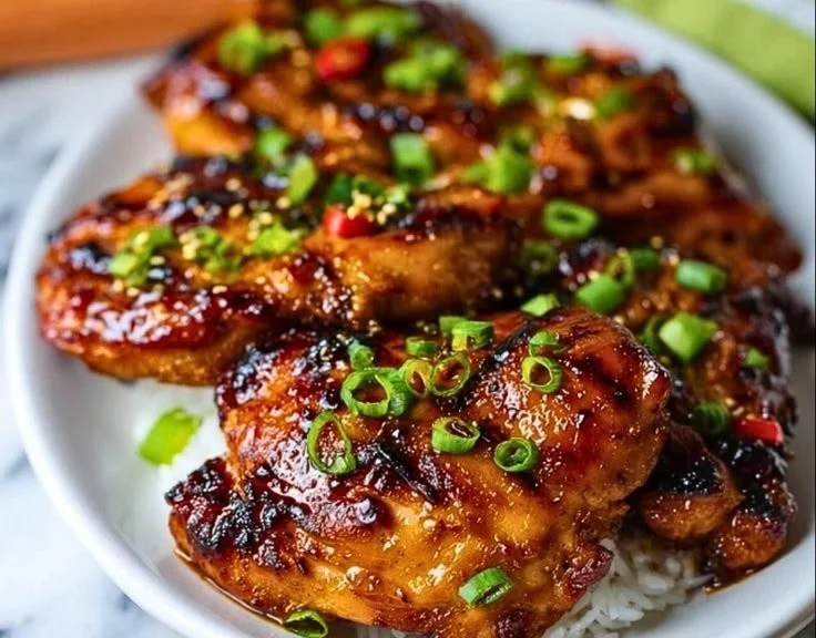 Delicious Hawaiian Teriyaki Chicken garnished with green onions