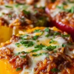 Healthy unstuffed peppers recipe with colorful vegetables and protein.
