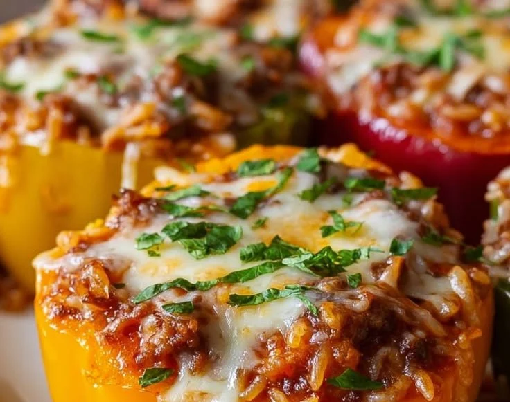 Healthy unstuffed peppers recipe with colorful vegetables and protein.