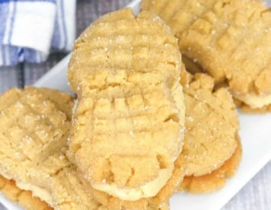 Homemade Nutter Butter Cookies on a plate, delicious and crunchy snack