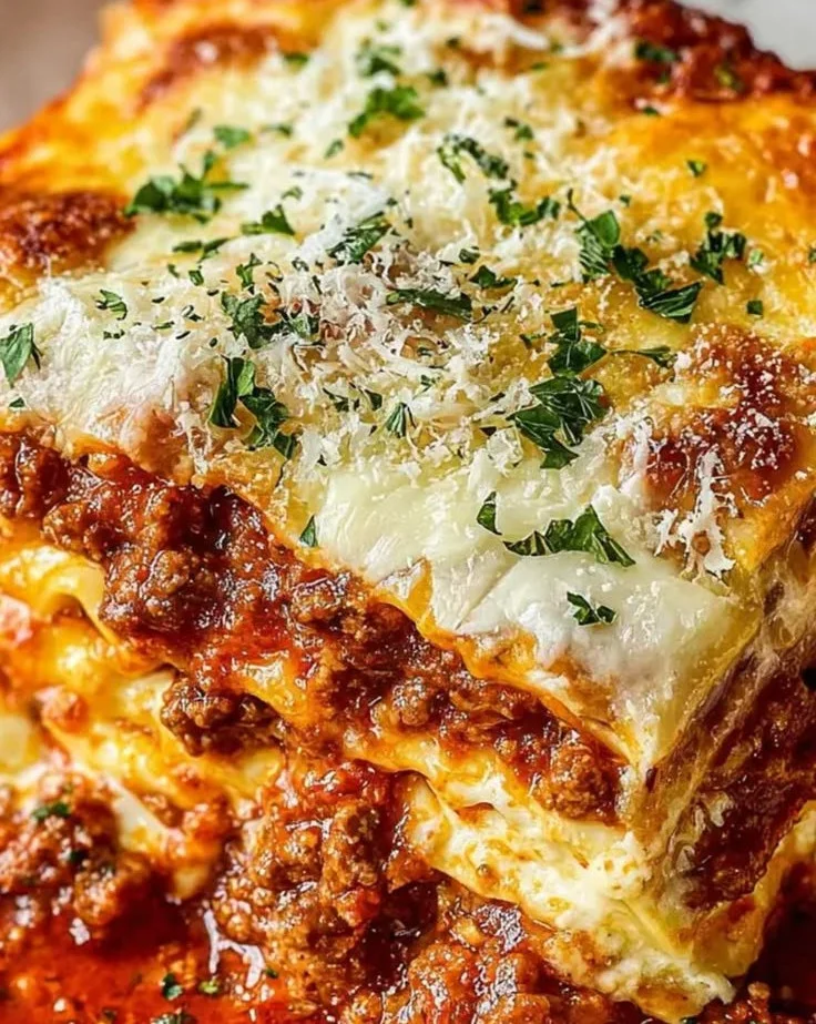 Homemade ricotta lasagna prepared with fresh ingredients and rich layers.