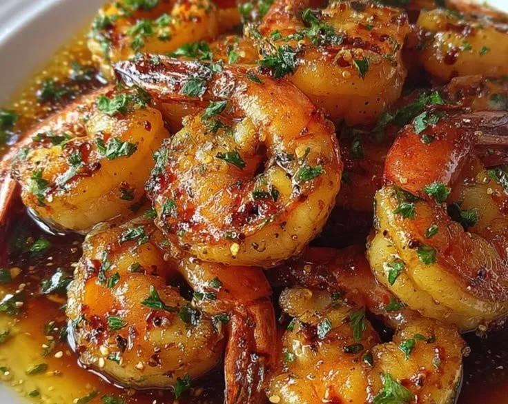 Delicious Honey Garlic Shrimp served with vegetables on a plate.